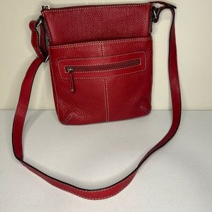 Red Leather Fossil Crossbody Handbag